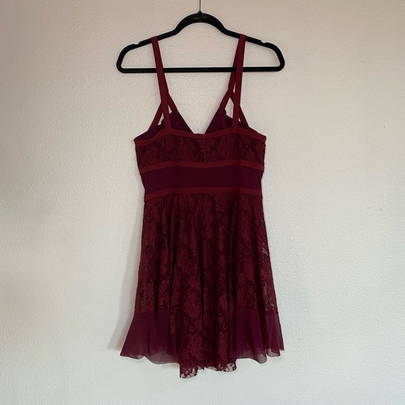 Free People Burgundy Lace Sheer Slip Dress - Picture 2 of 2